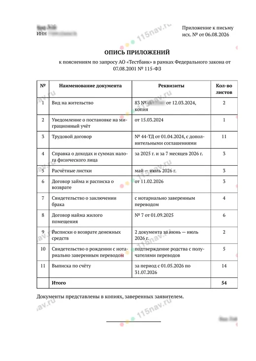 Опись приложений, страница 1 из 1