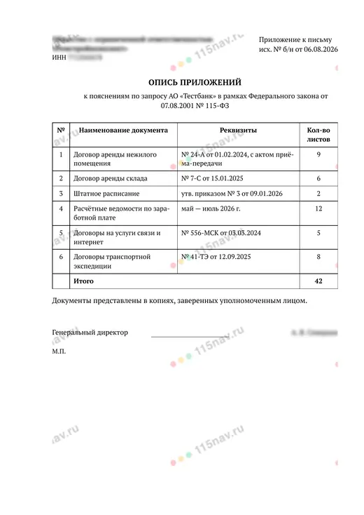 Опись приложений, страница 1 из 1